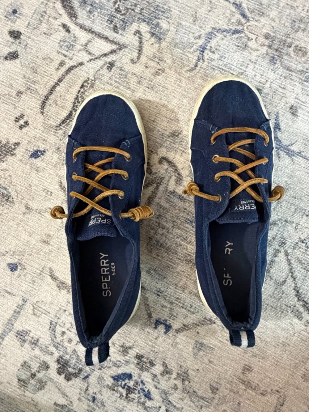 Sperry Side Navy Canvas Lace-Up Sneakers Women's Size 8M